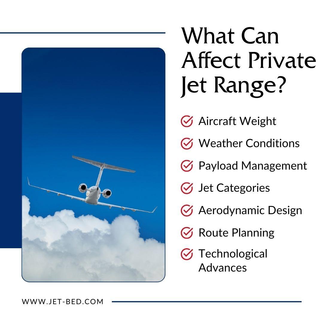 what can affect private jet range