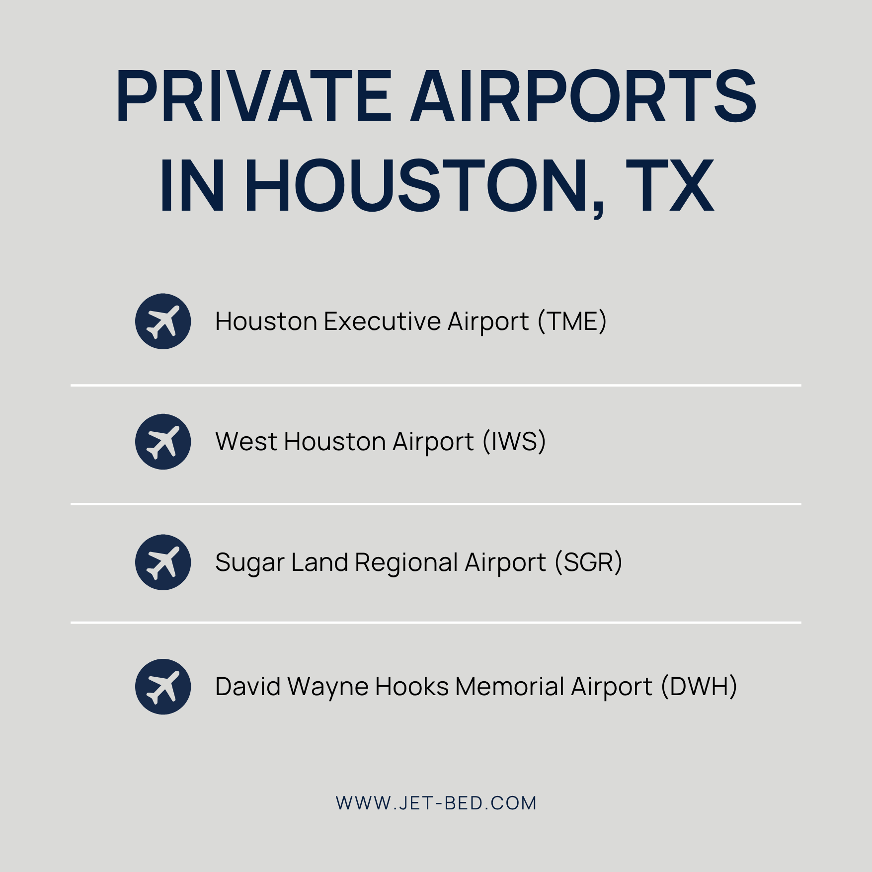Private Airports in Houston Private Airports in Houston, TX